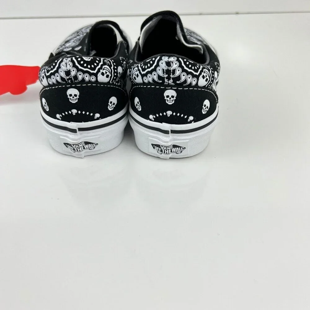 Vans Classic Slip-On Black Bandana Skull  Shoes Sneakers Kids 3.5 W 5 - Picture 5 of 9
